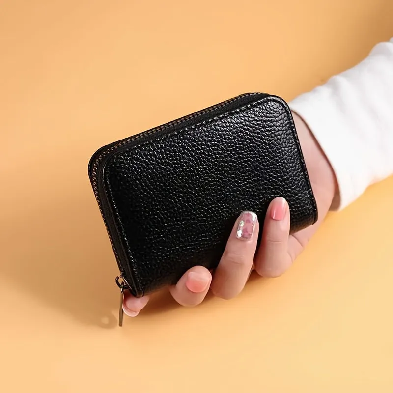 1pc Premium Mens PU Leather Casual Card Holder with Zipper Coin Pocket - Durable, Stylish & Secure - Compact Wallet for Everyday Use