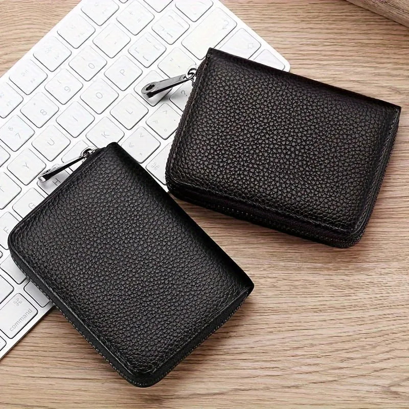 1pc Premium Mens PU Leather Casual Card Holder with Zipper Coin Pocket - Durable, Stylish & Secure - Compact Wallet for Everyday Use