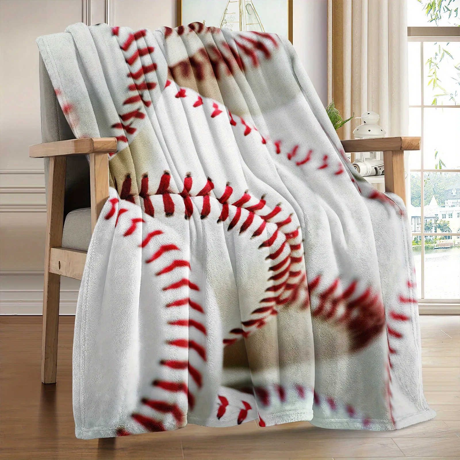 1pc Ultra-Soft, Warm, and Cozy Baseball Throw Blanket - Perfect for Couch, Bed, Sofa, Office, and Camping - Soft Brushed Microfiber, Lightweight, Compact, and Easy to Care