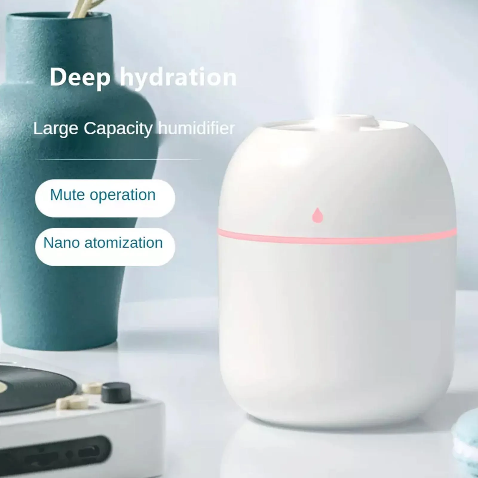 220ml Portable Home Humidifier & Aroma Diffuser - Compact Cool Mist Air Freshener with Adjustable Mist Output, Whisper-Quiet Operation, and LED Night Light for Back to School Supplies, Bedroom, Office, and Travel