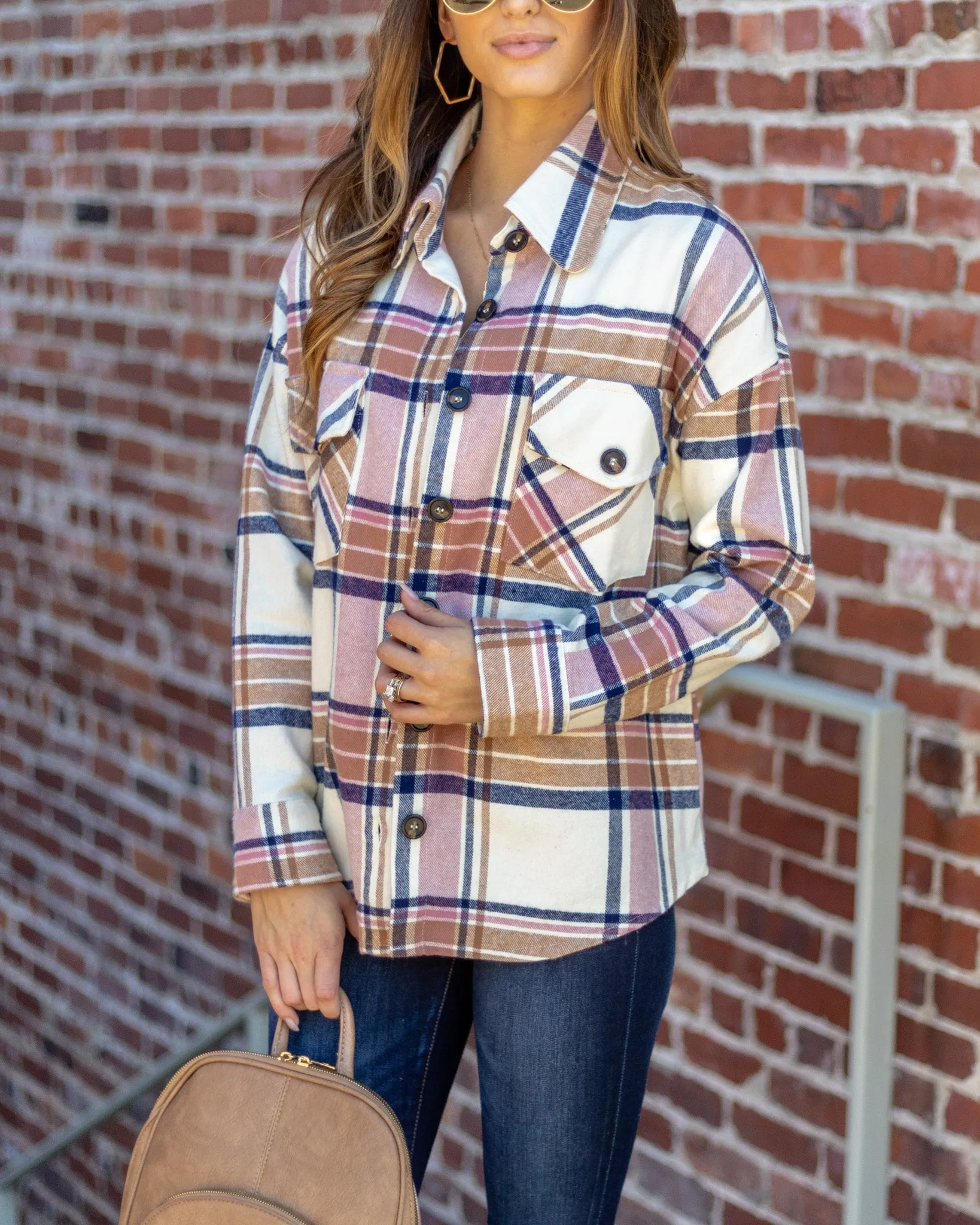 Adrian Plaid Shacket - Pink Multi