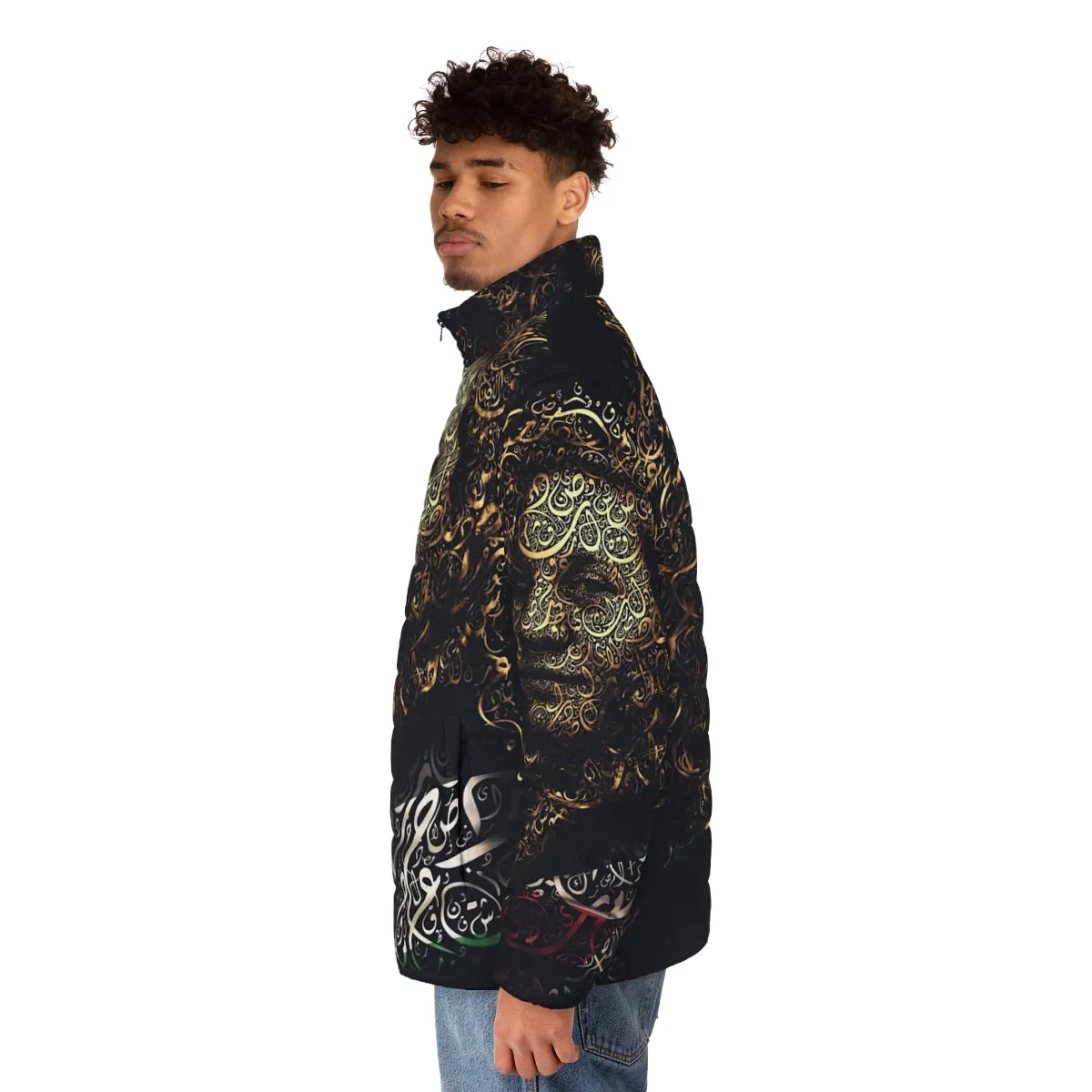 Ahed Tamimi Caligraphy Puffer Jacket - Celebrate Palestinian Heritage and Resistance