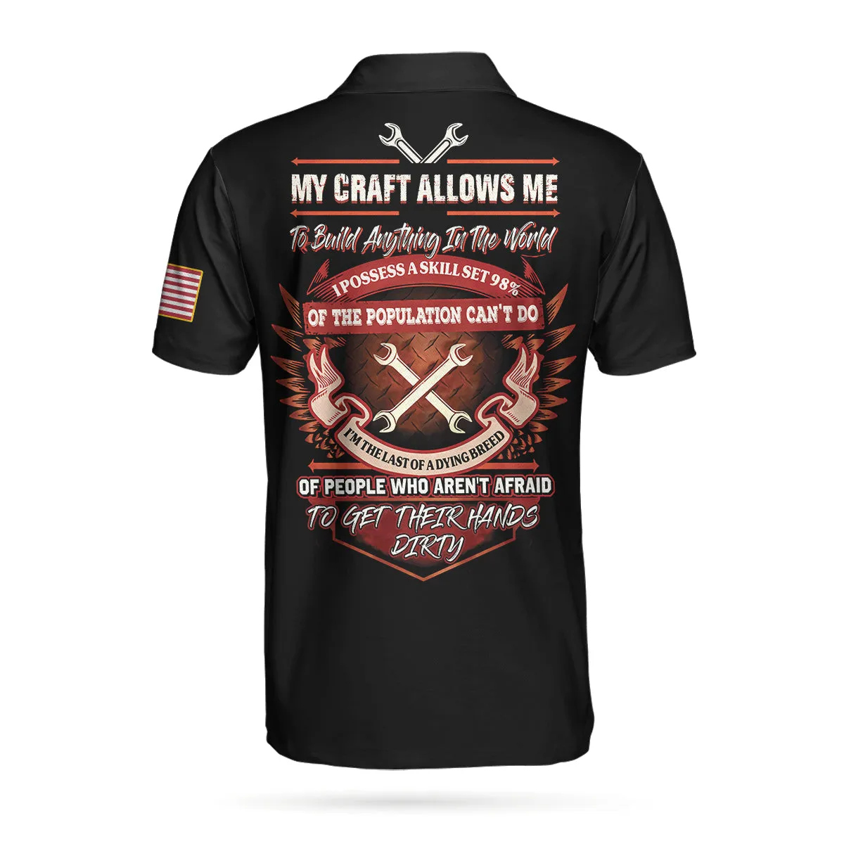 Aircraft Mechanic Build Anything Proud Custom Polo Shirt, Personalized Skull American Flag Aircraft Mechanic Shirt For Men