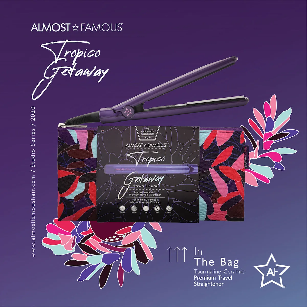 Almost Famous 0.5" Tropico Getaway Mini Travel Flat Iron Designer Bag