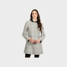 Anna Wool Check Coat - Blue