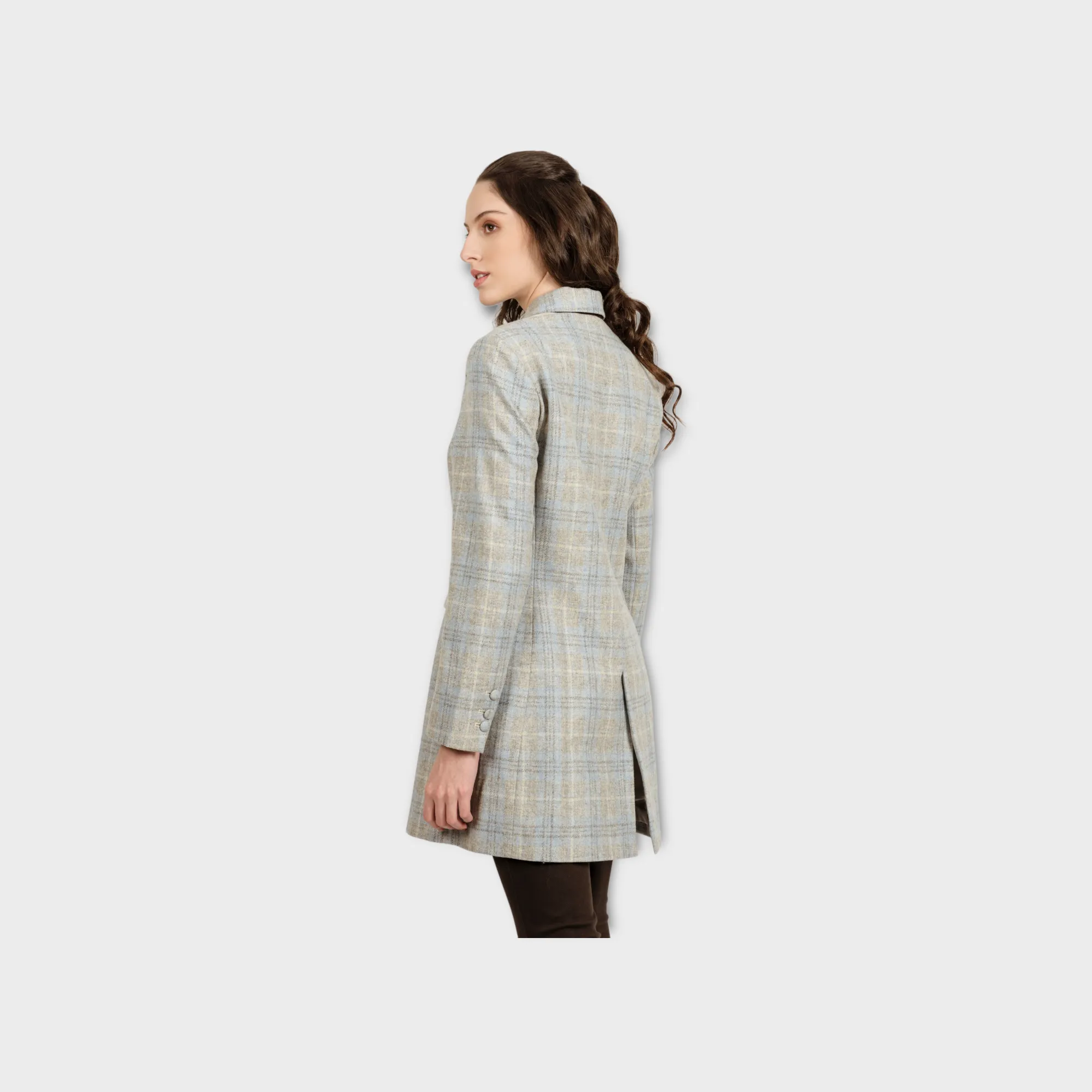 Anna Wool Check Coat - Blue