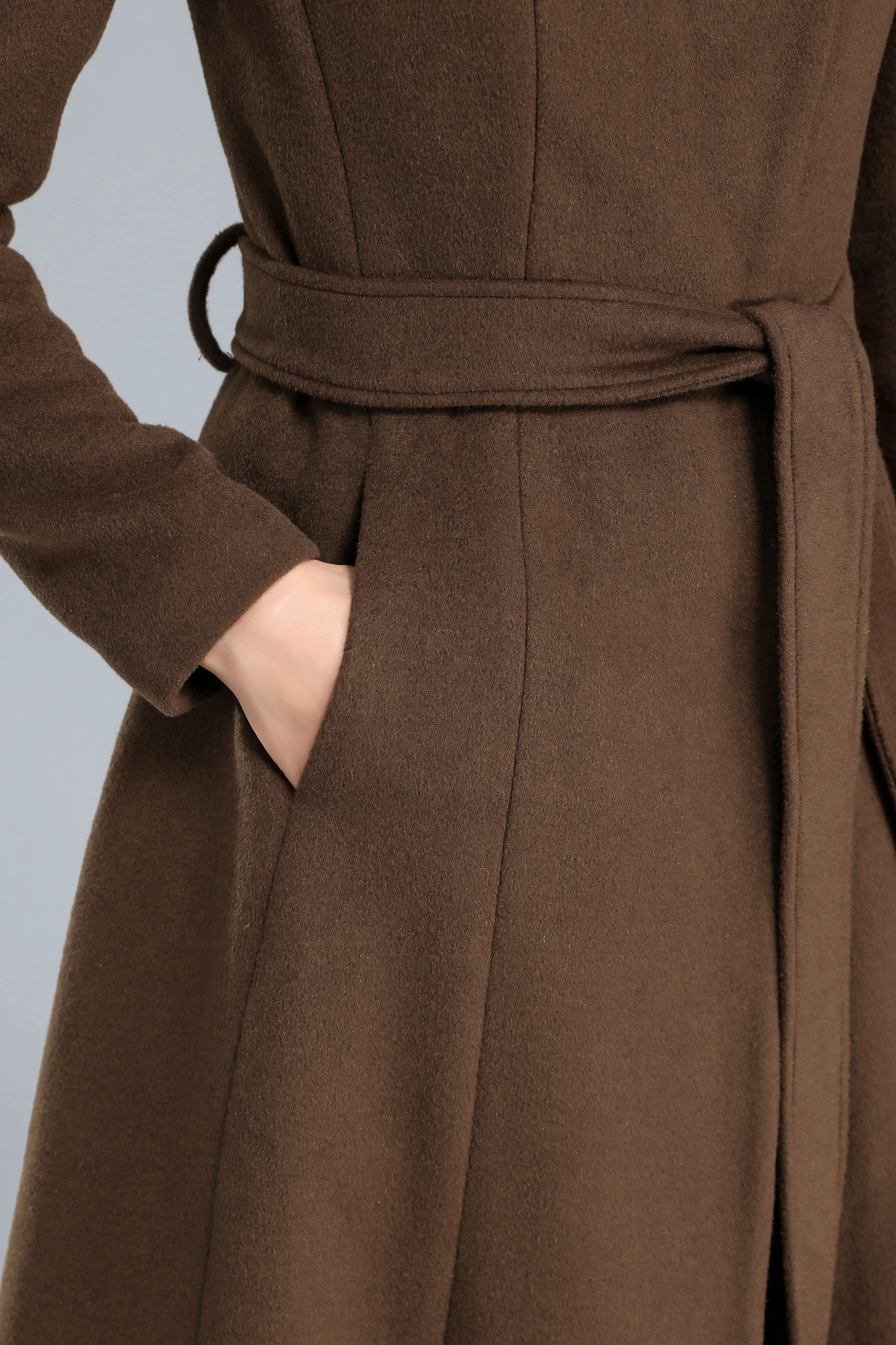 Asymmetrical Wool Coat Brown C2468