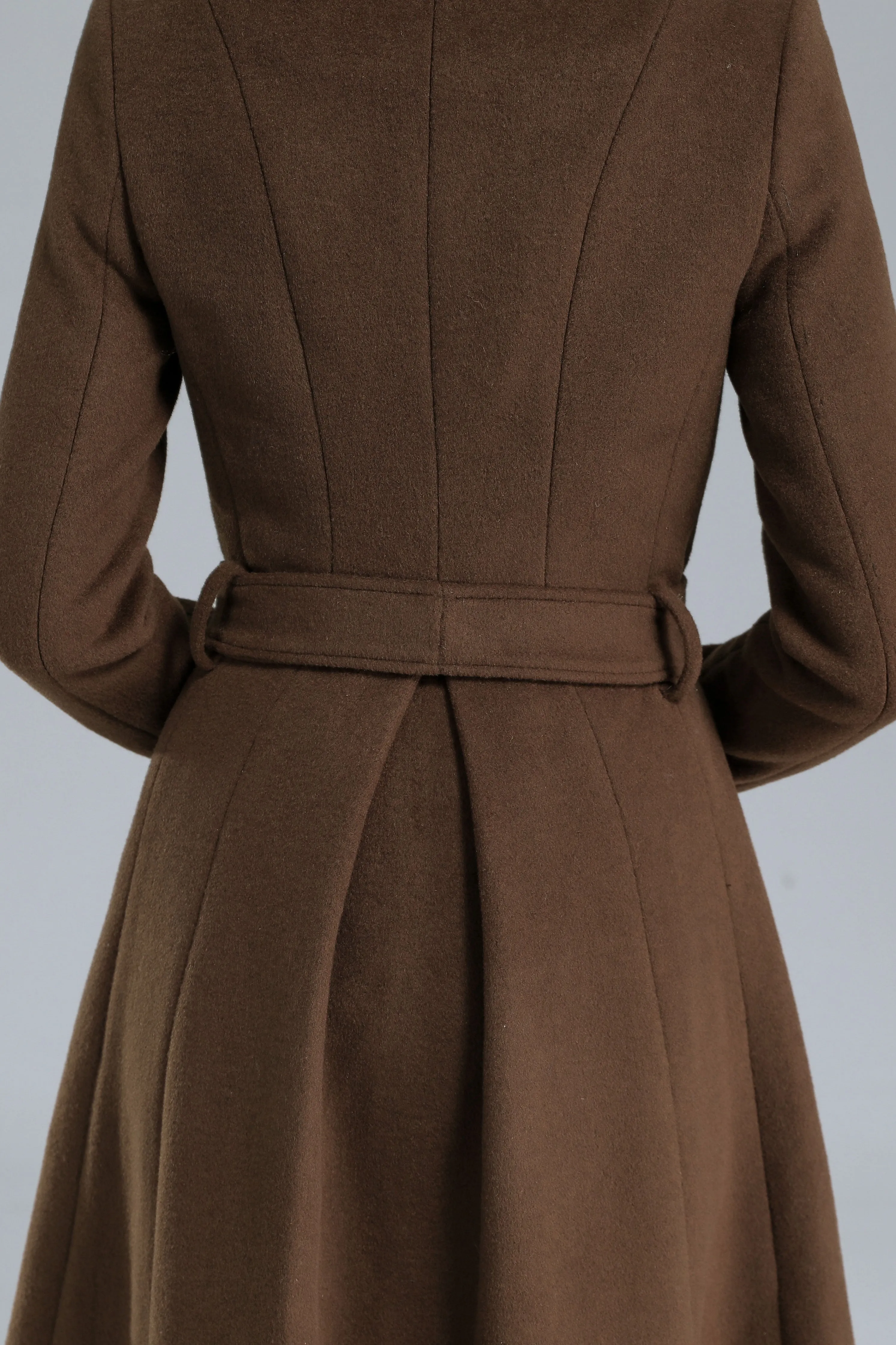 Asymmetrical Wool Coat Brown C2468