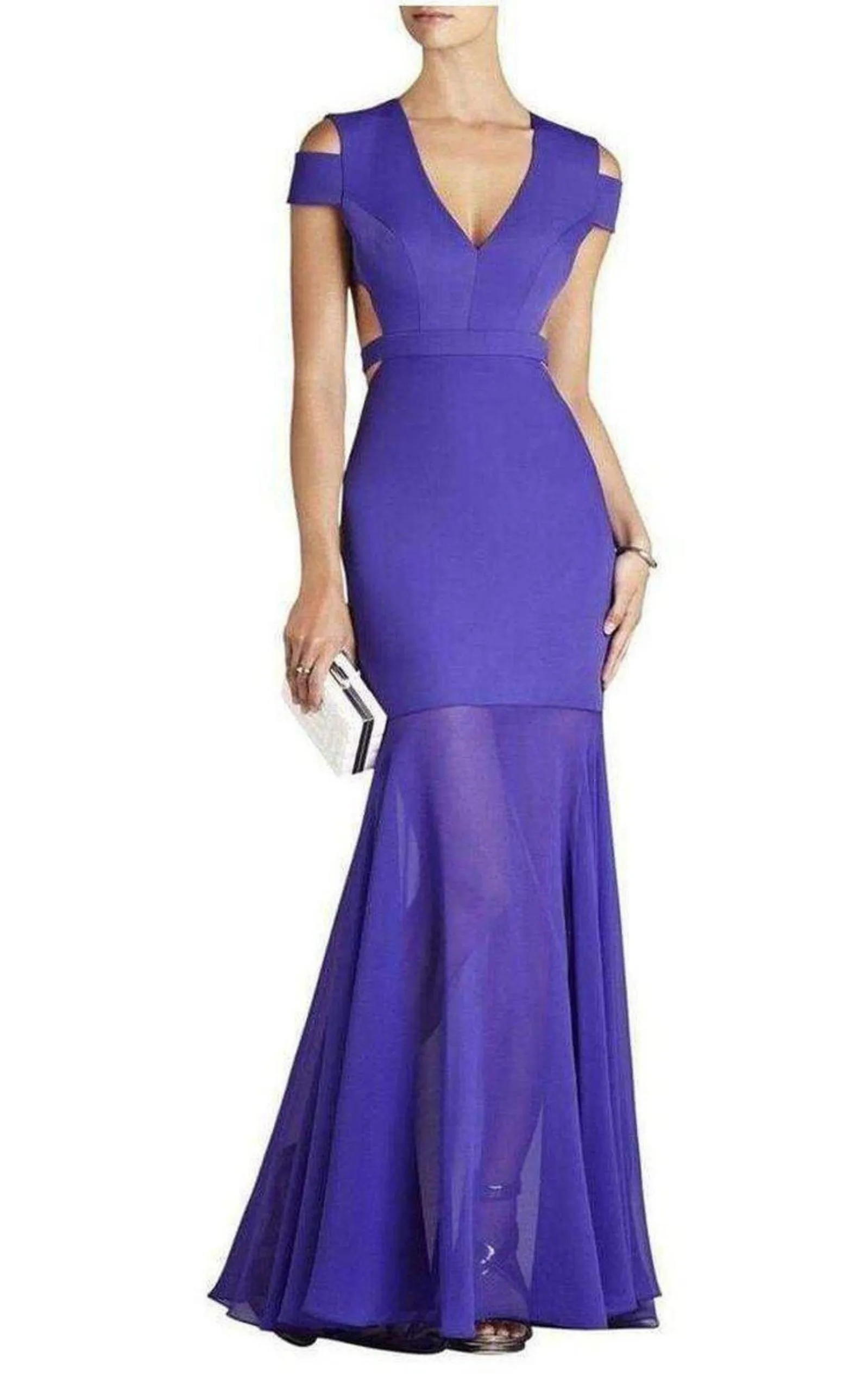 Ava Cut Out Persian Blue Full Length Formal Dress