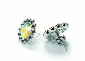 AZ0049 Crystal Flower Pierced Earrings FH2