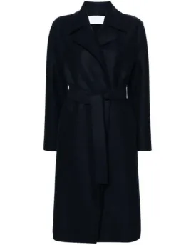 Belted Long D.B Coat Pressed Wool And Polaire - Black