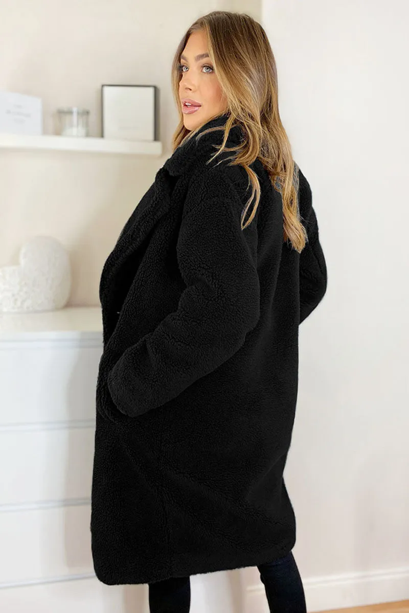 Black Faux Fur Teddy Coat