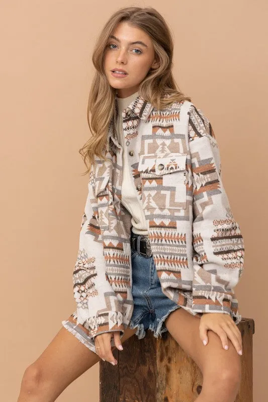 Blue B Aztec Western Shacket