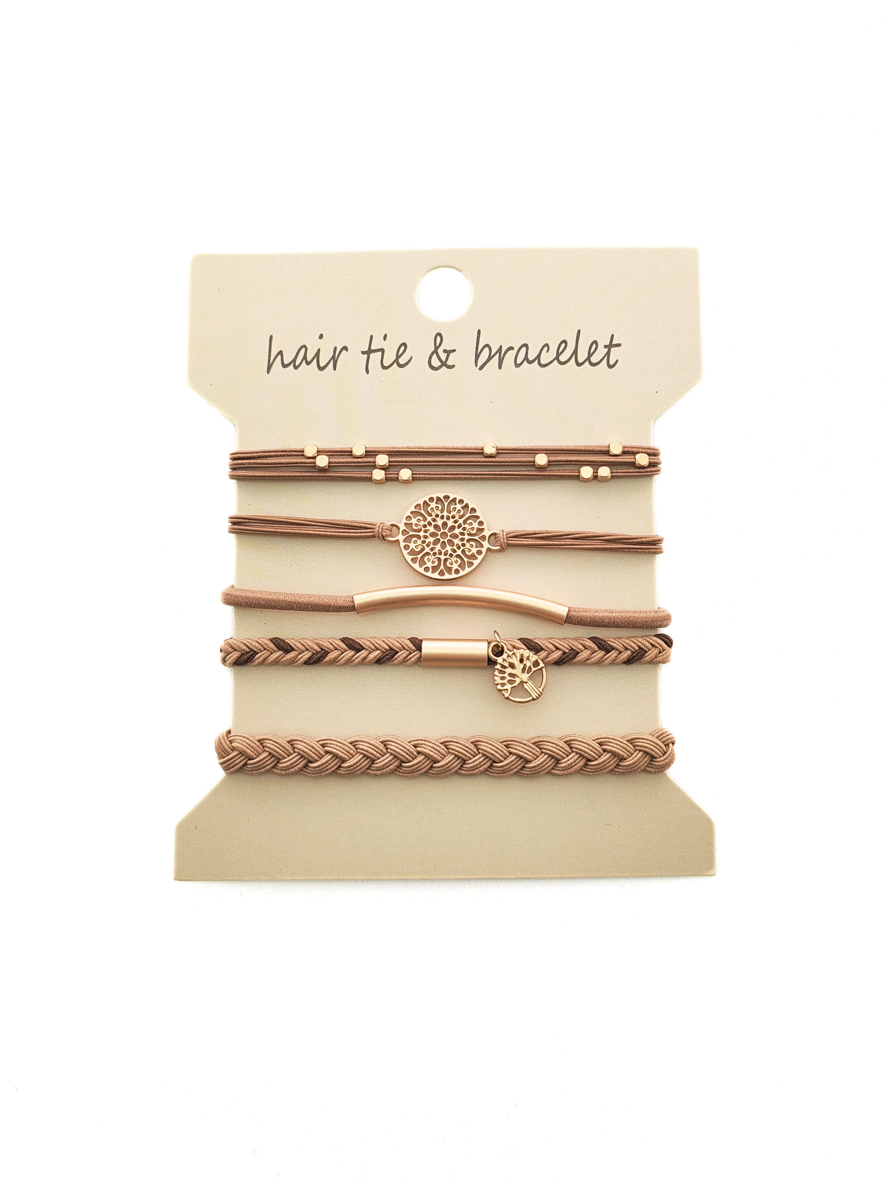 Bohemian Metal Accent Hair Tie Set – 5-Pack