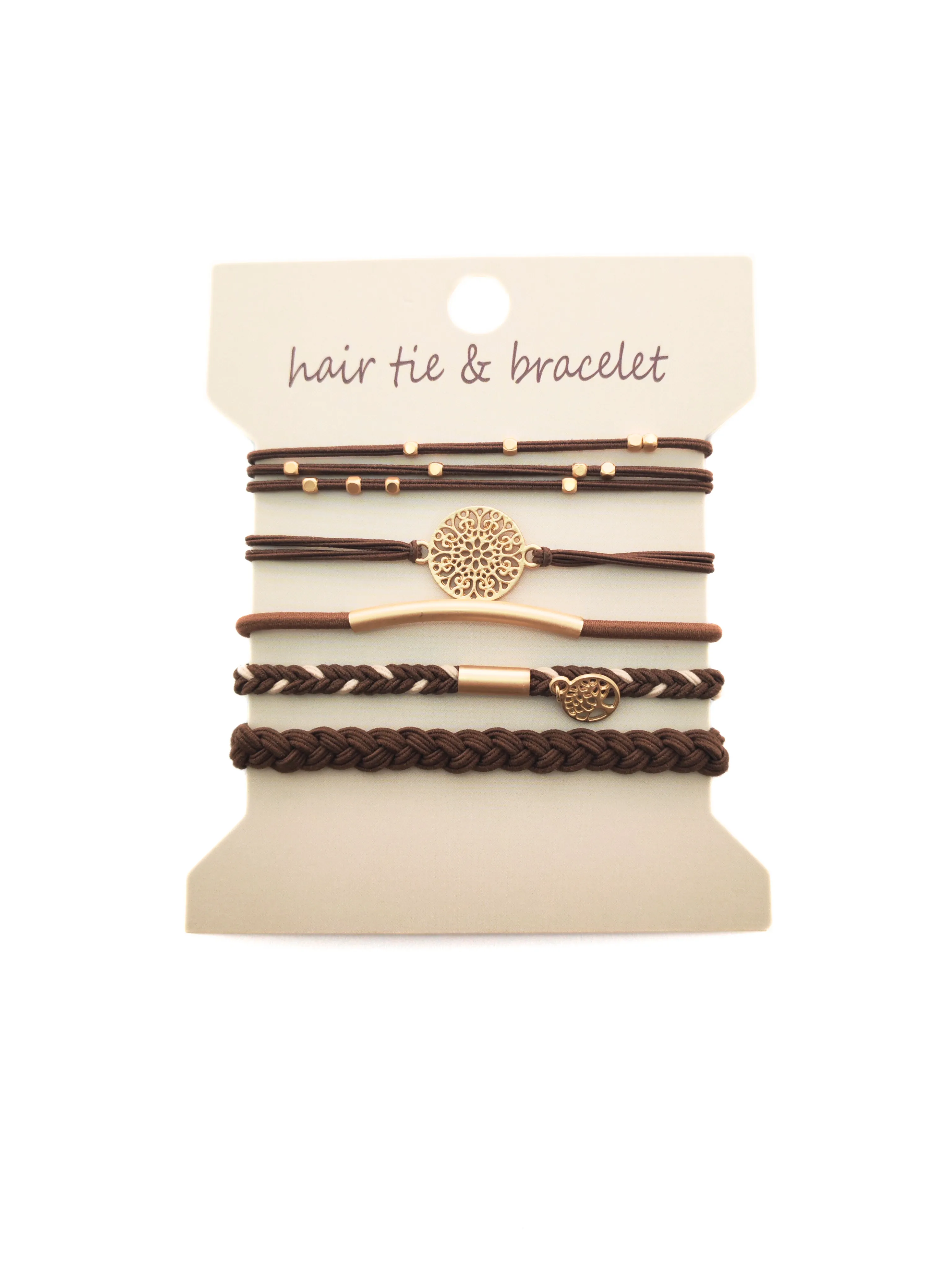 Bohemian Metal Accent Hair Tie Set – 5-Pack