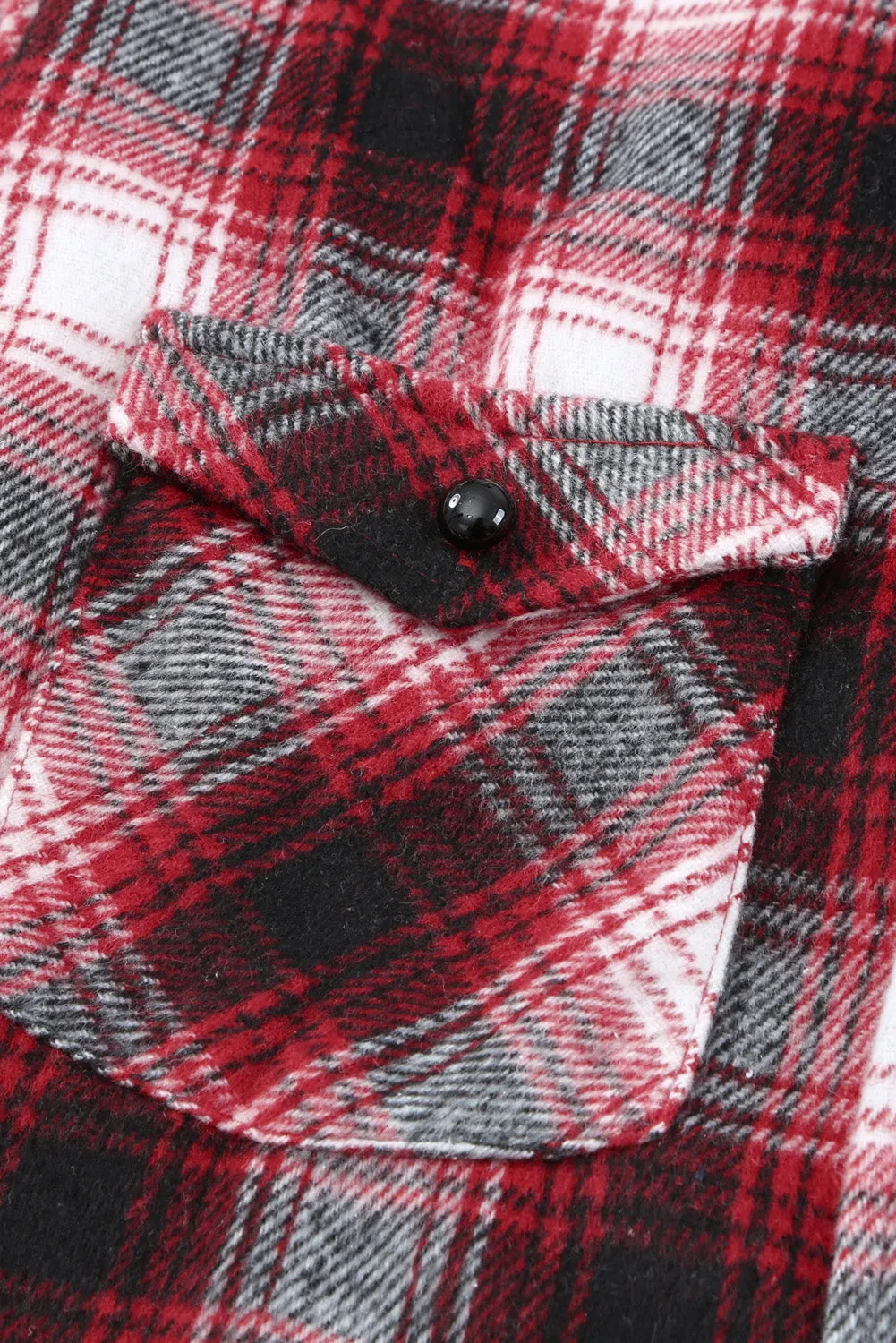 Buttons Pocketed Plaid Shacket