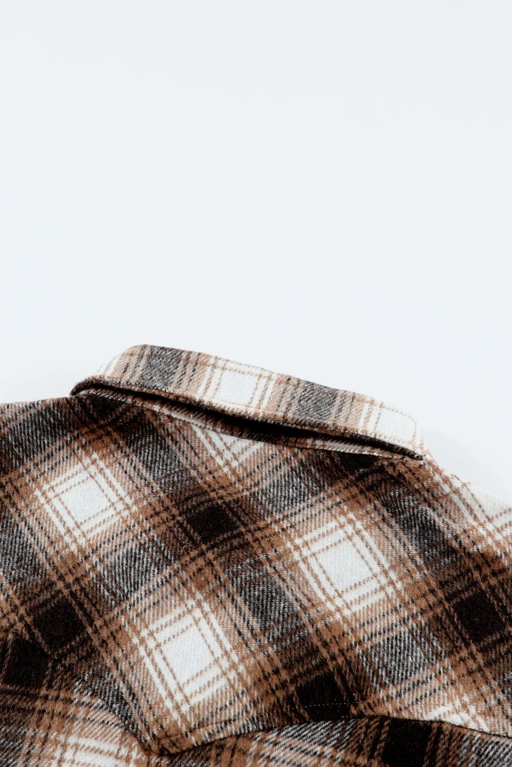 Buttons Pocketed Plaid Shacket