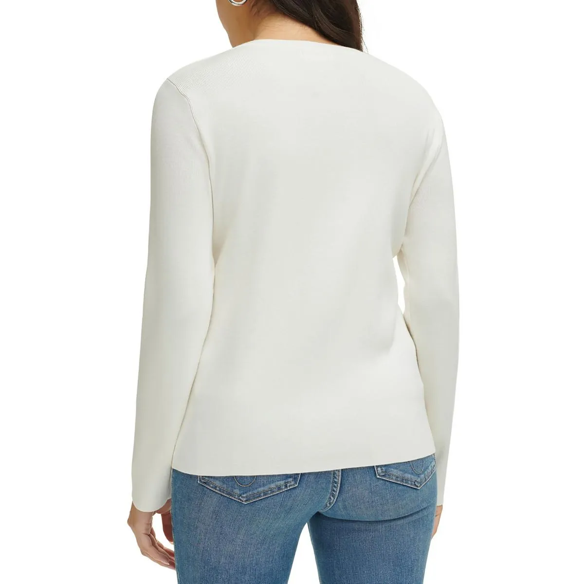 Calvin Klein Womens Asymmetric Long Sleeve Pullover Sweater