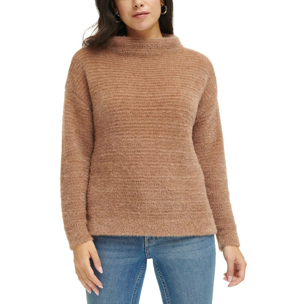 Calvin Klein Womens   Cozy Funnel Neck Pullover Sweater