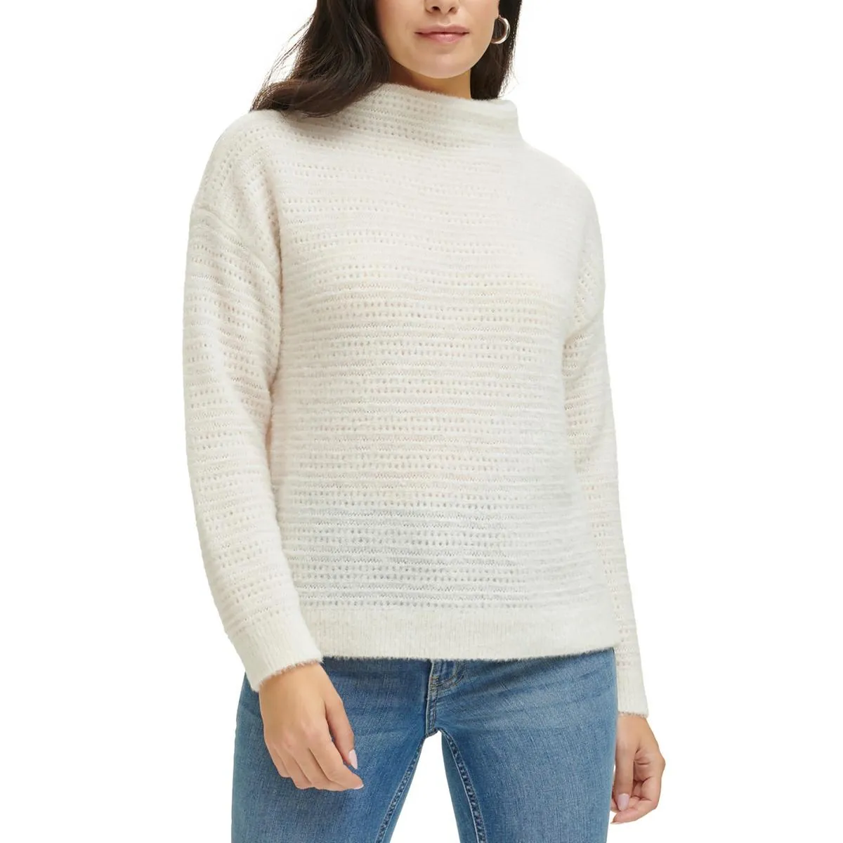 Calvin Klein Womens   Cozy Funnel Neck Pullover Sweater