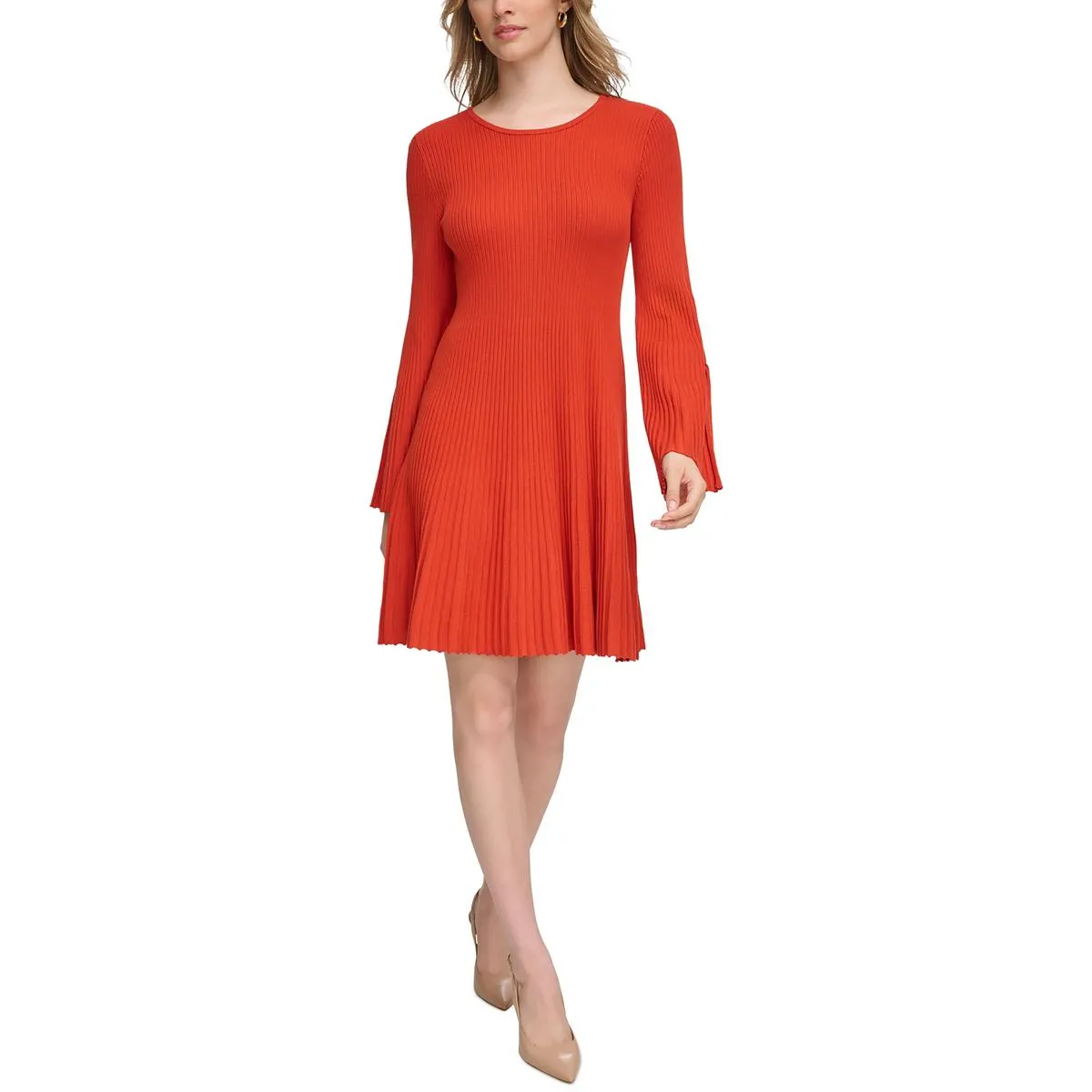 Calvin Klein Womens Sweater Fit & Flare Sweaterdress