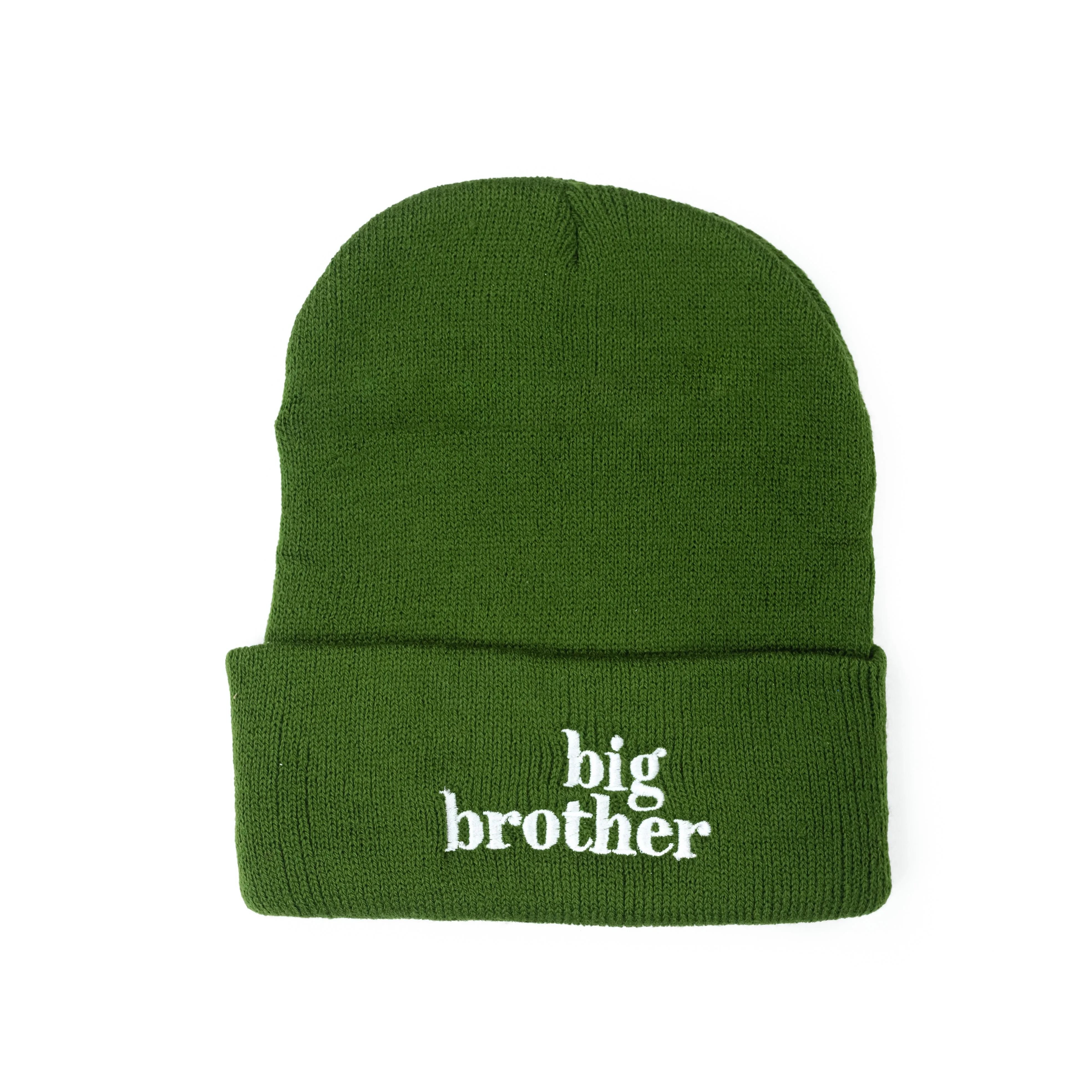 Child Beanie - Big Brother - Green w/ White