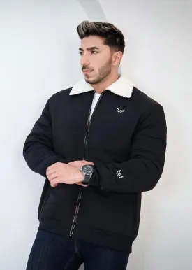 Classic Sherpa Collar Jacket - Black