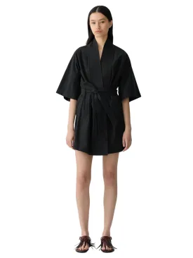 Compact Cotton Wrap Dress / Black