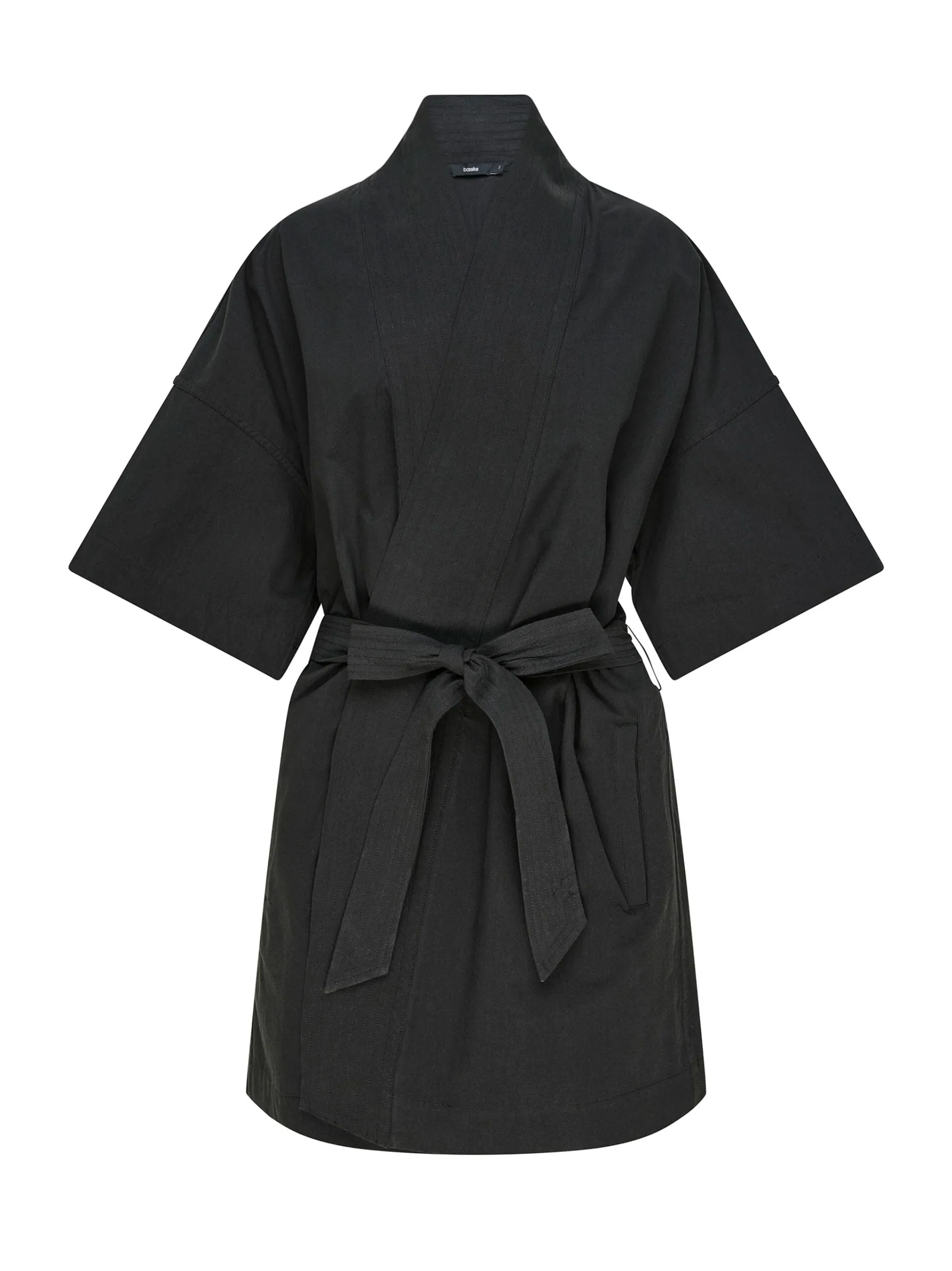 Compact Cotton Wrap Dress / Black