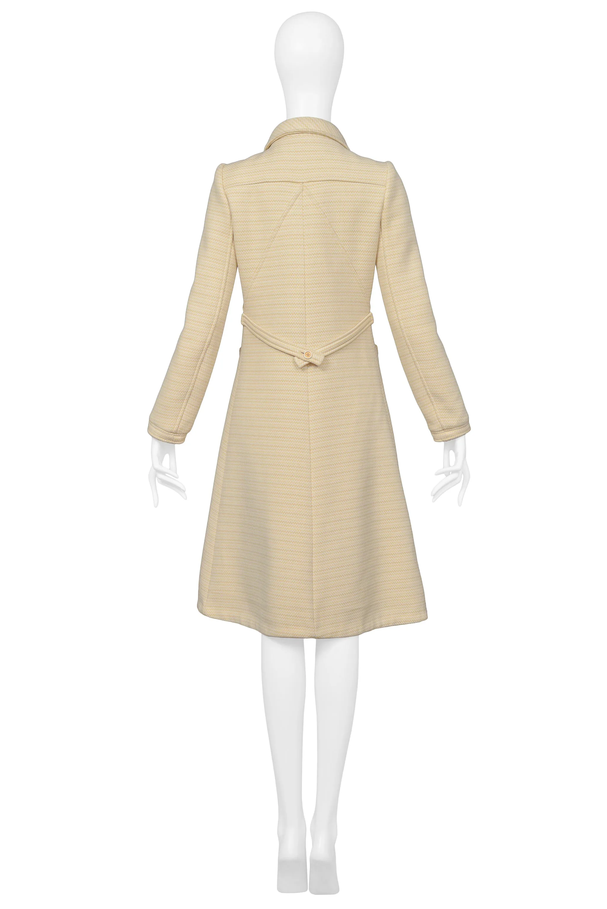 COURREGES OFF WHITE AND BROWN ZIG ZAG COAT