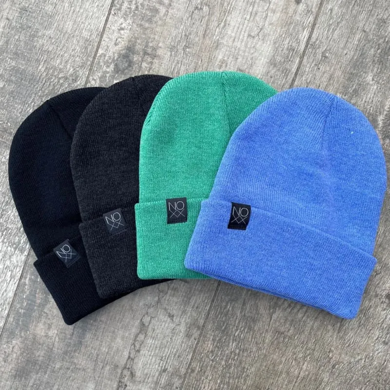 Cuff Knit Beanie: HEATHER BLUE