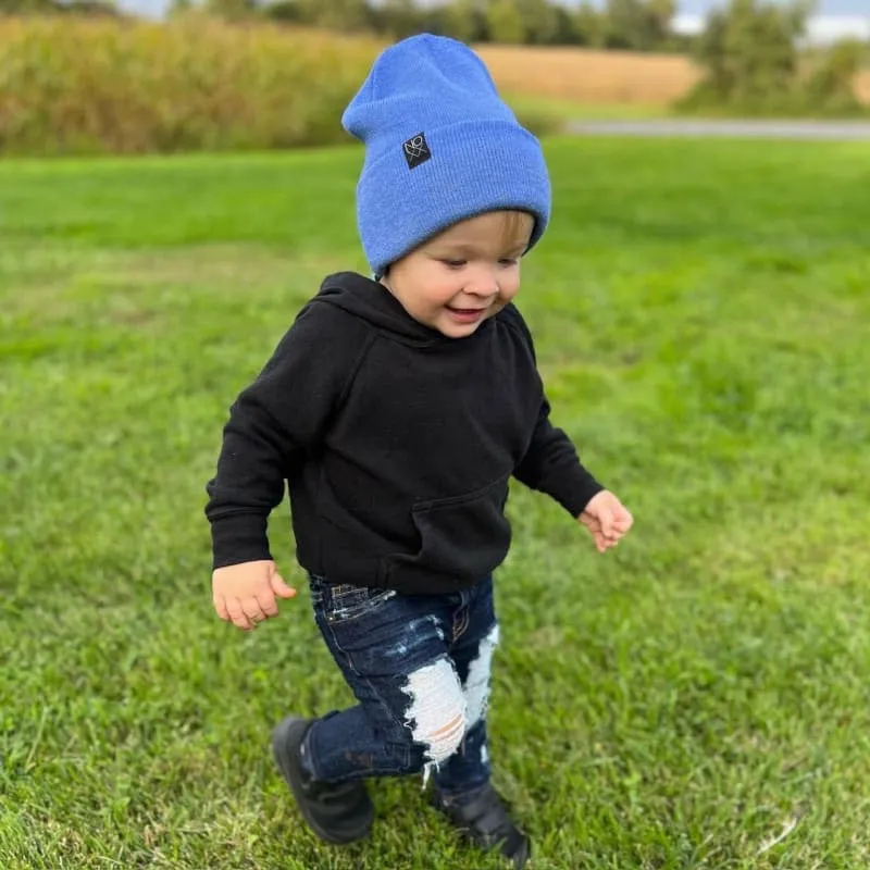 Cuff Knit Beanie: HEATHER BLUE