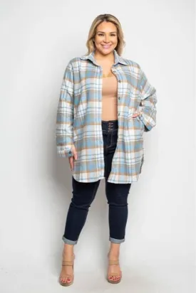 Curve Market Blue Flannel Shacket