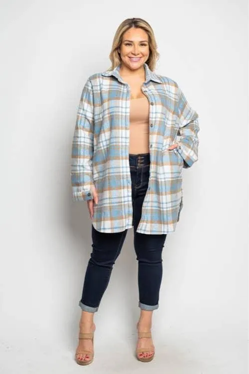 Curve Market Blue Flannel Shacket