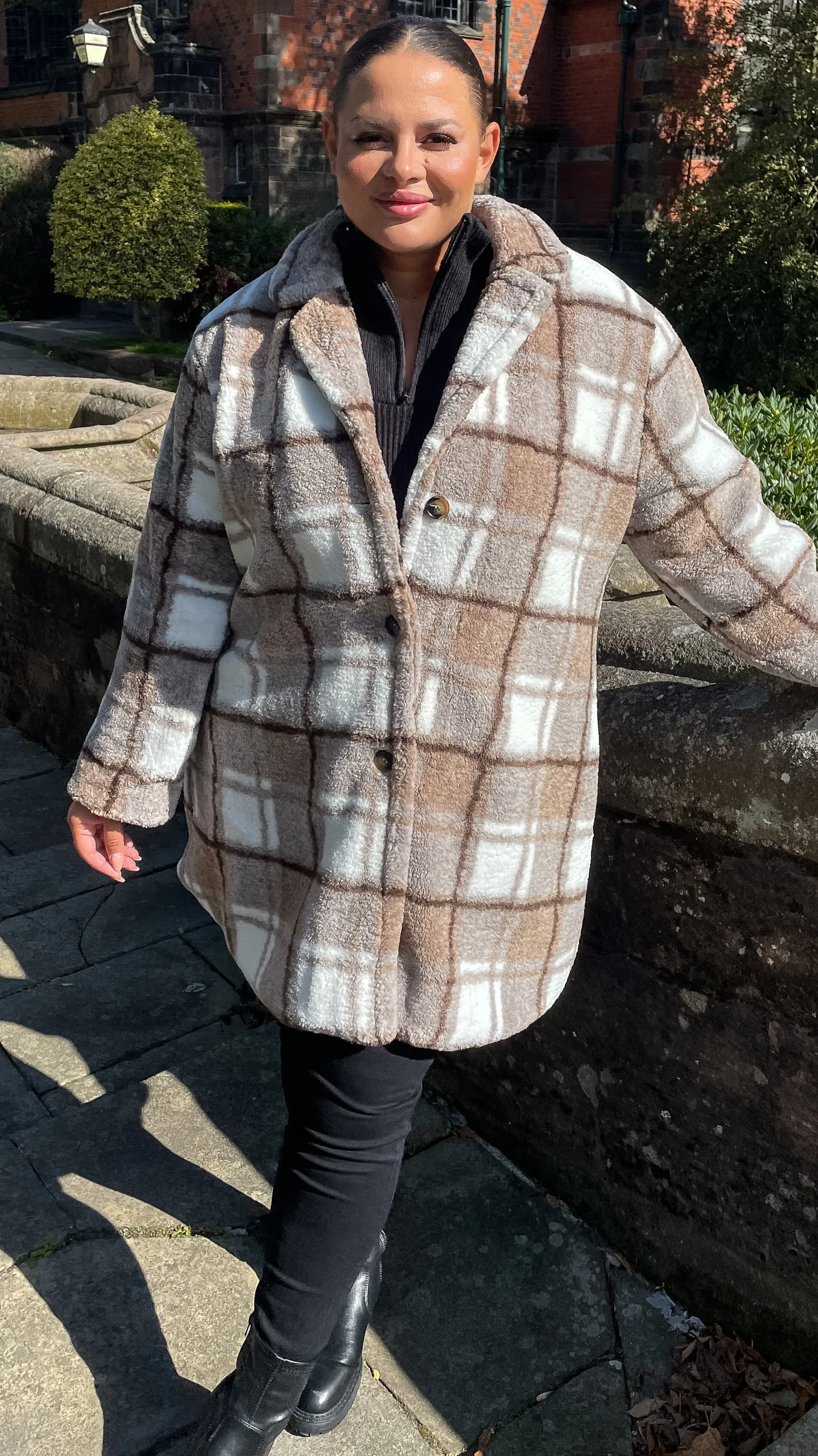 CurveWow Checked Teddy Coat