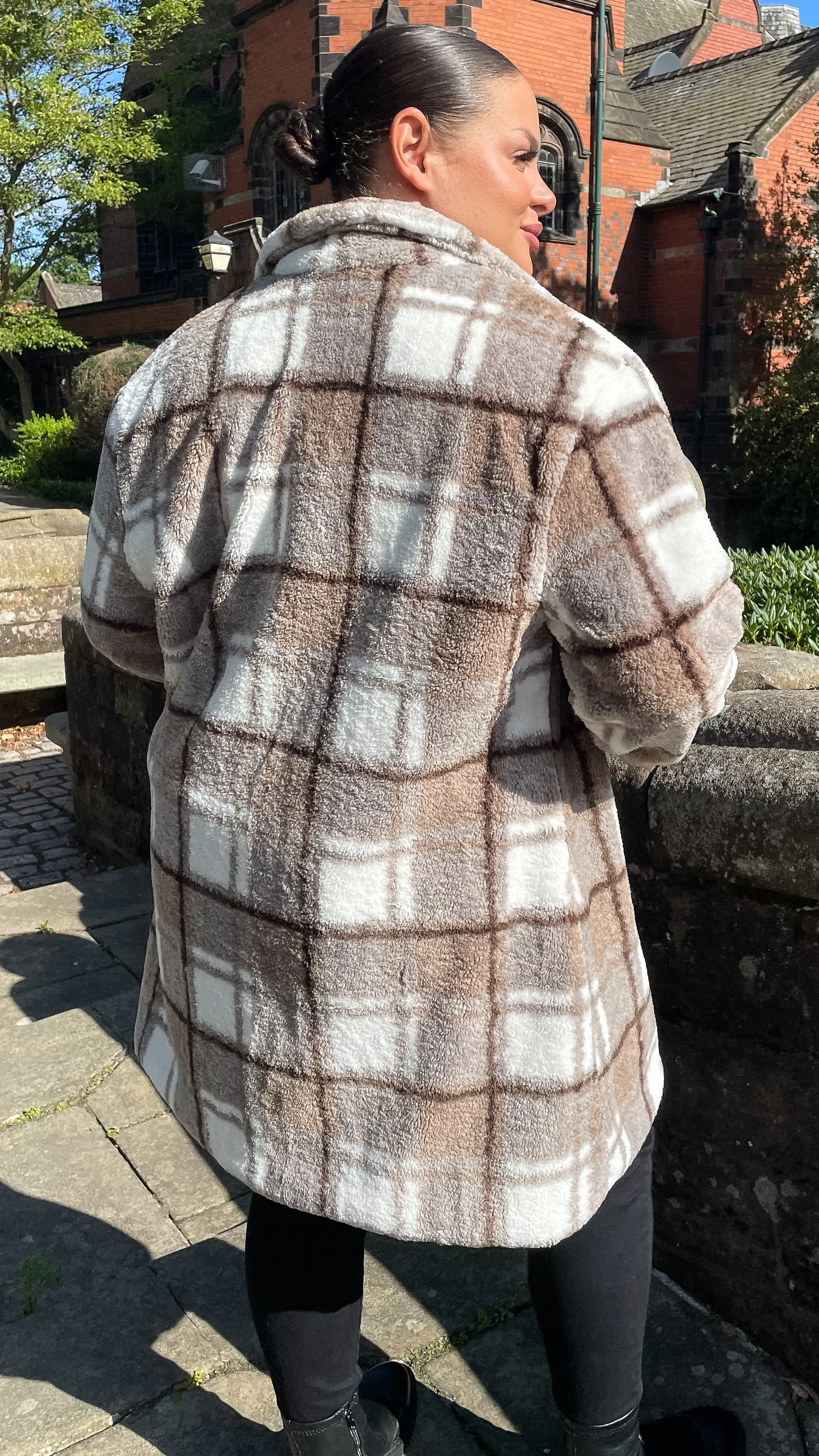 CurveWow Checked Teddy Coat