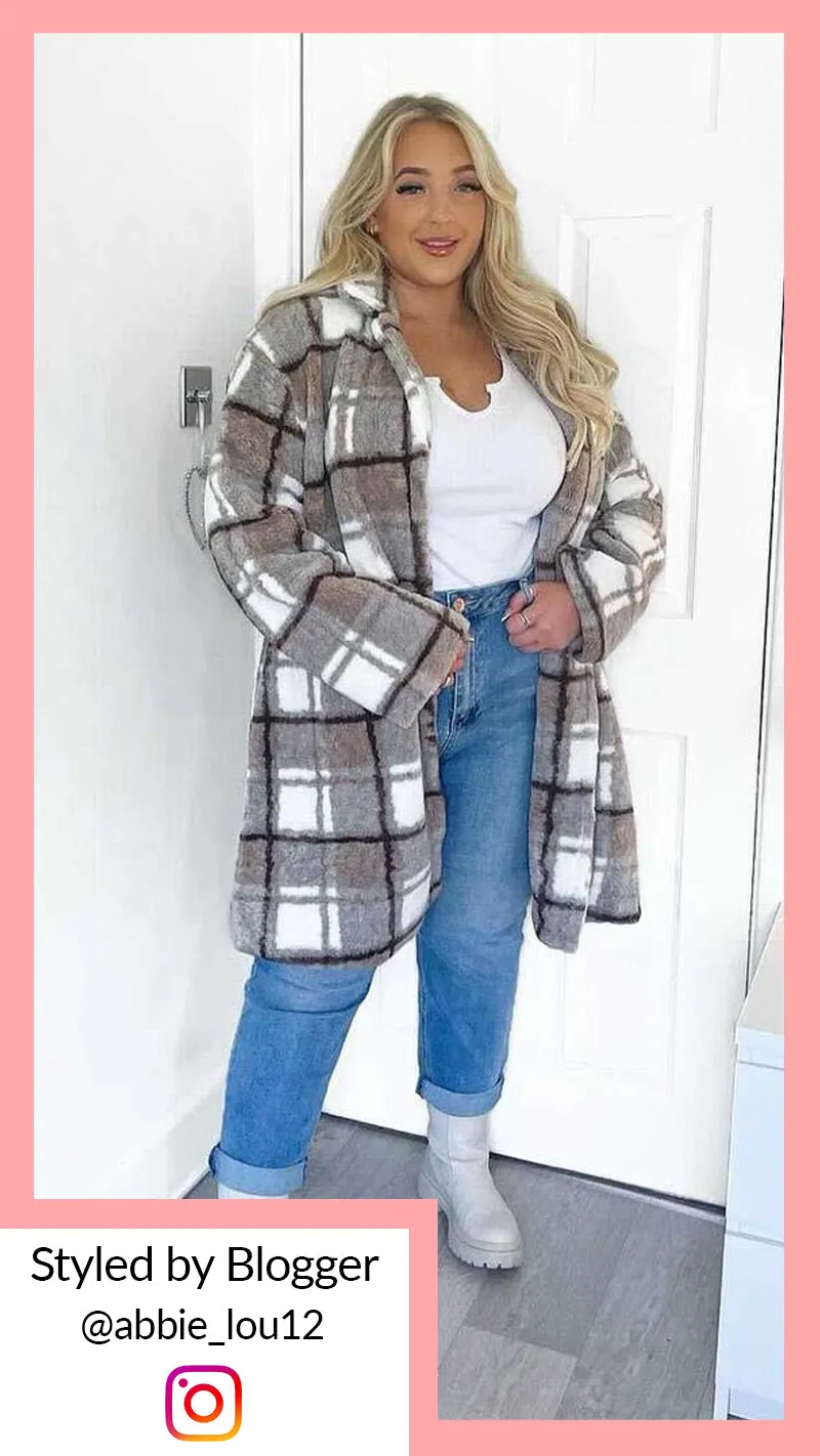 CurveWow Checked Teddy Coat