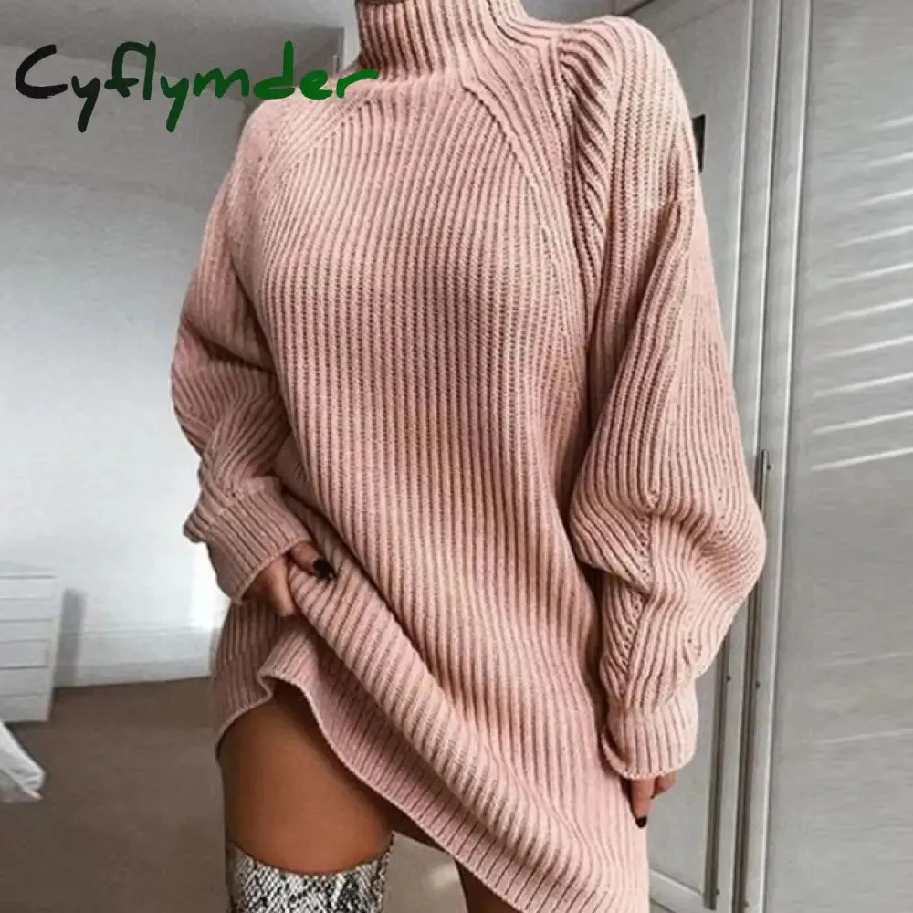 Cyflymder - Minimalism Turtleneck Short Sweater Dress