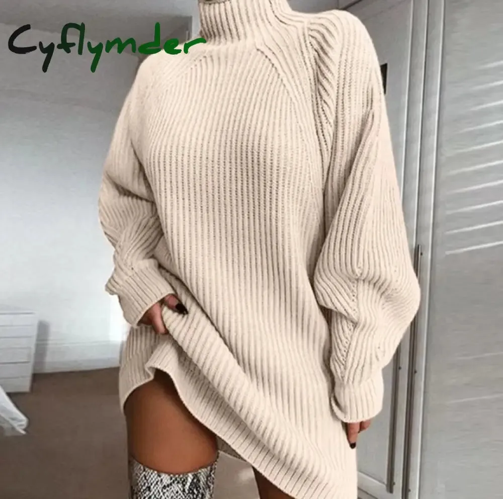 Cyflymder - Minimalism Turtleneck Short Sweater Dress