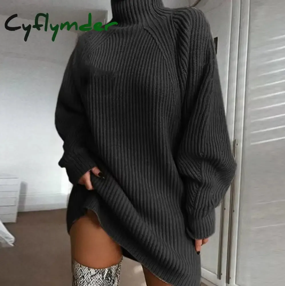 Cyflymder - Minimalism Turtleneck Short Sweater Dress