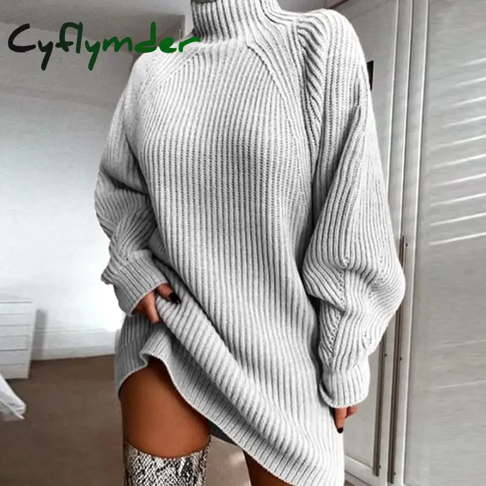 Cyflymder - Minimalism Turtleneck Short Sweater Dress