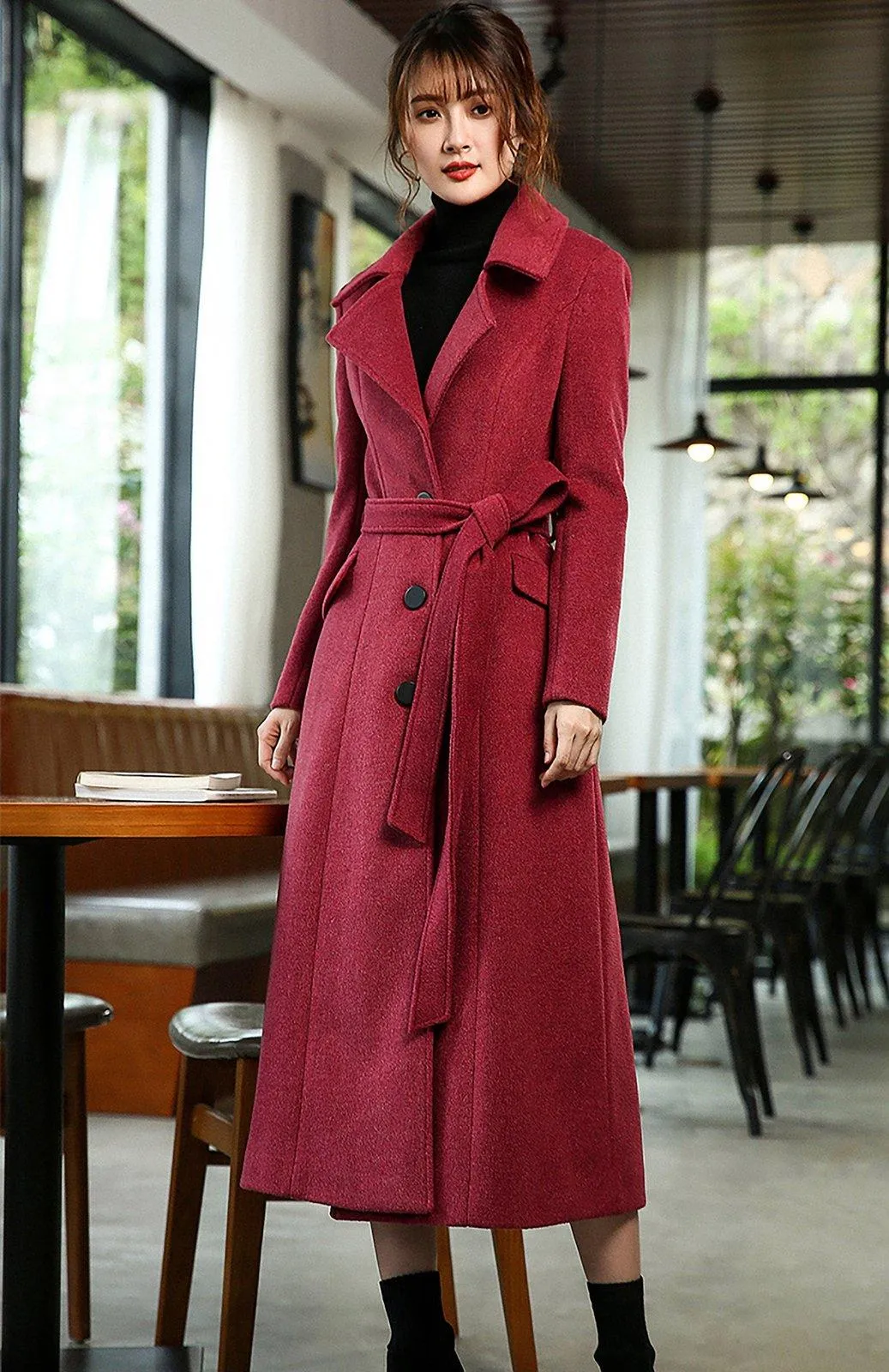 Daisy Single Breasted Wool Blend Long Coat