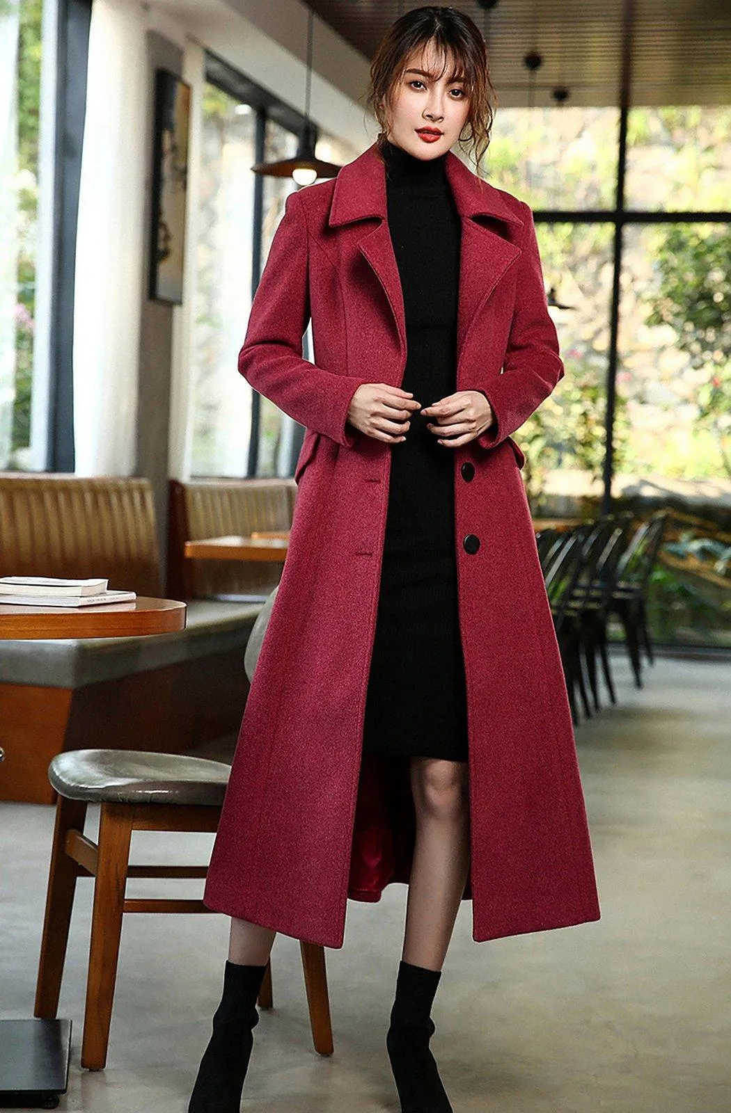 Daisy Single Breasted Wool Blend Long Coat