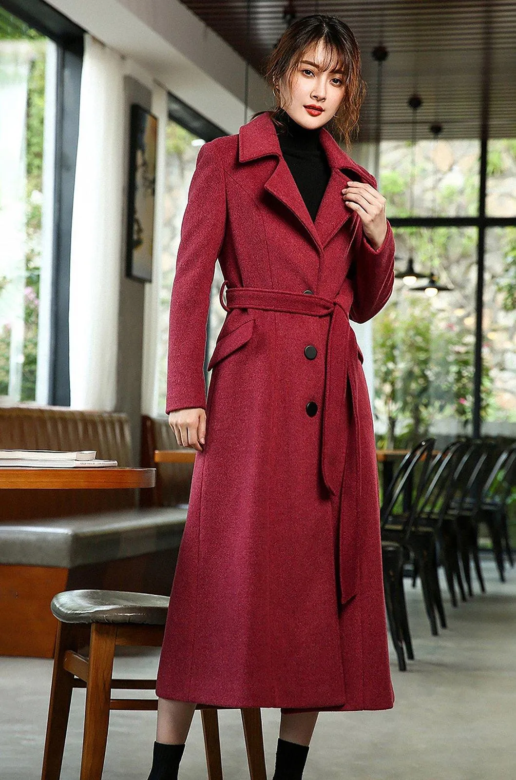 Daisy Single Breasted Wool Blend Long Coat