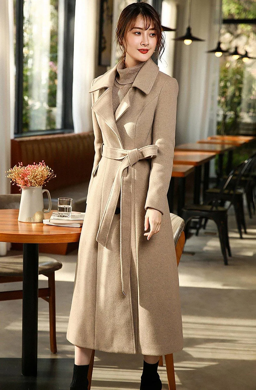 Daisy Single Breasted Wool Blend Long Coat