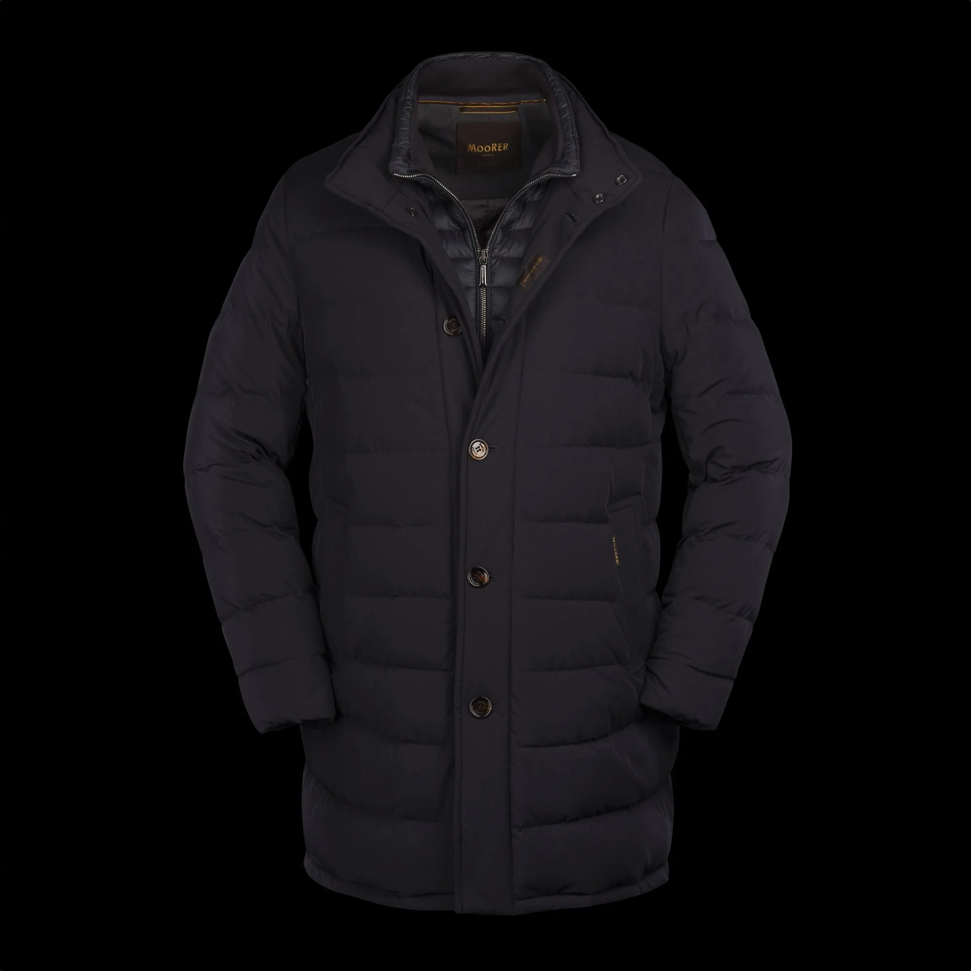 Dark Blue Calegari Goose-Down Quilted Winter Coat - MooRER