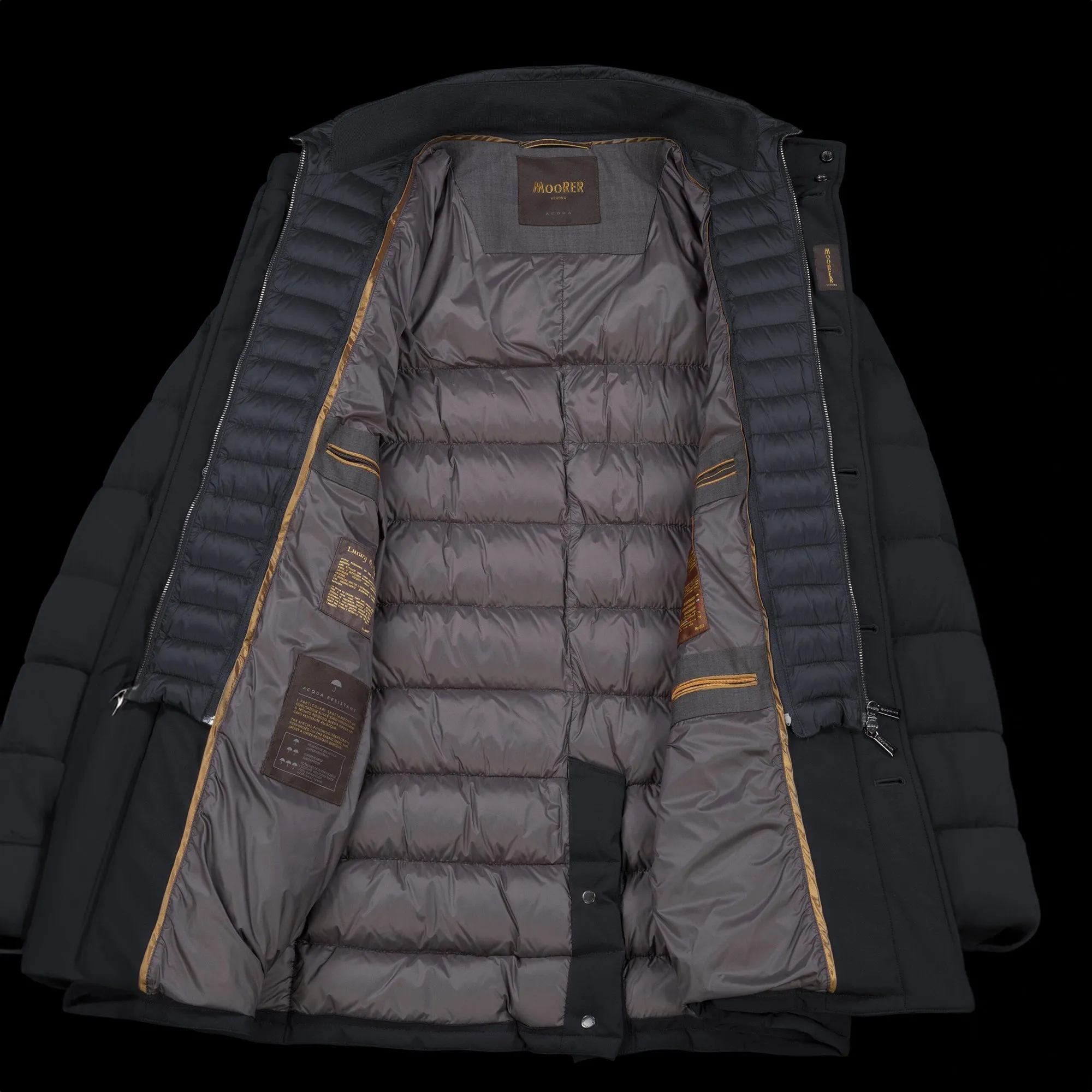 Dark Blue Calegari Goose-Down Quilted Winter Coat - MooRER