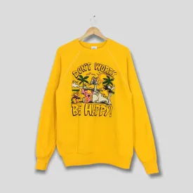 Don't Worry Be Happy Duck Cartoon Yellow Sweatshirt