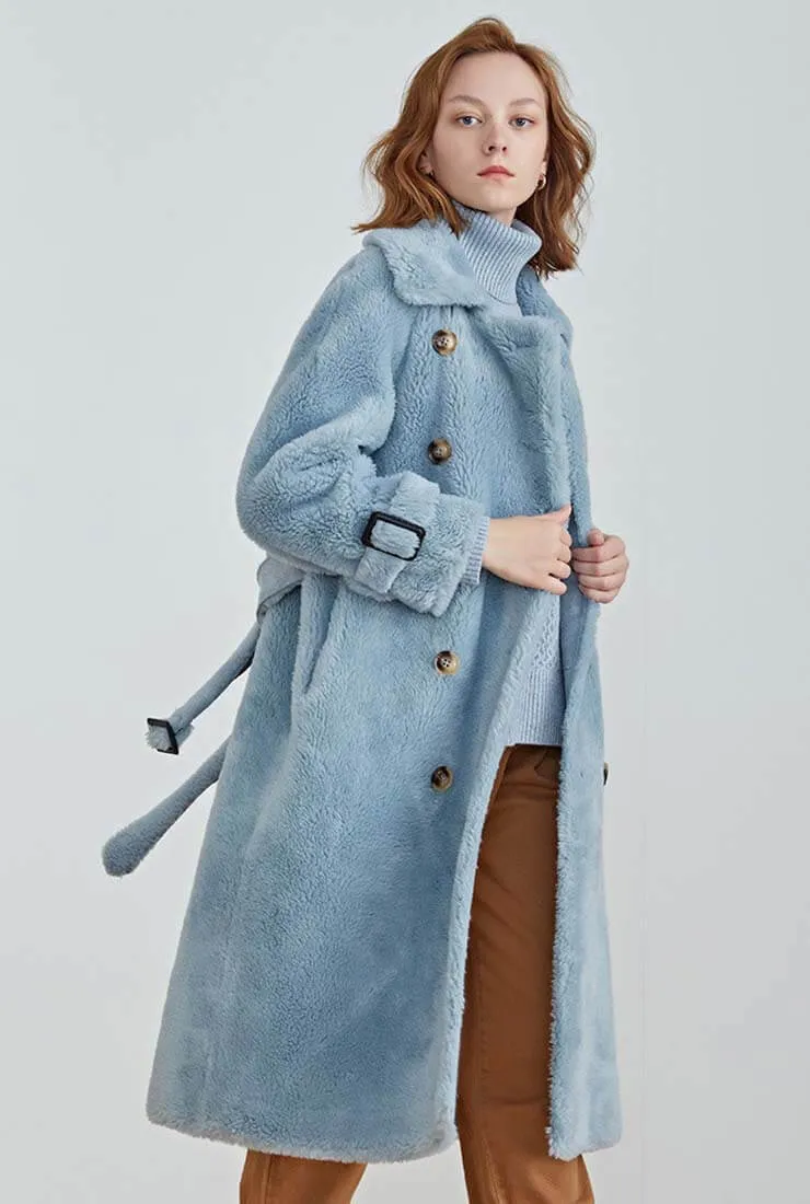 Double-breasted Faux Fur Wool Blend Teddy Coat