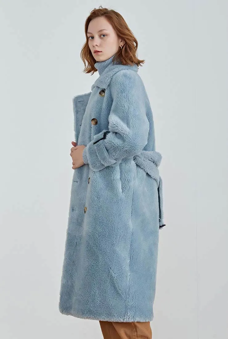 Double-breasted Faux Fur Wool Blend Teddy Coat